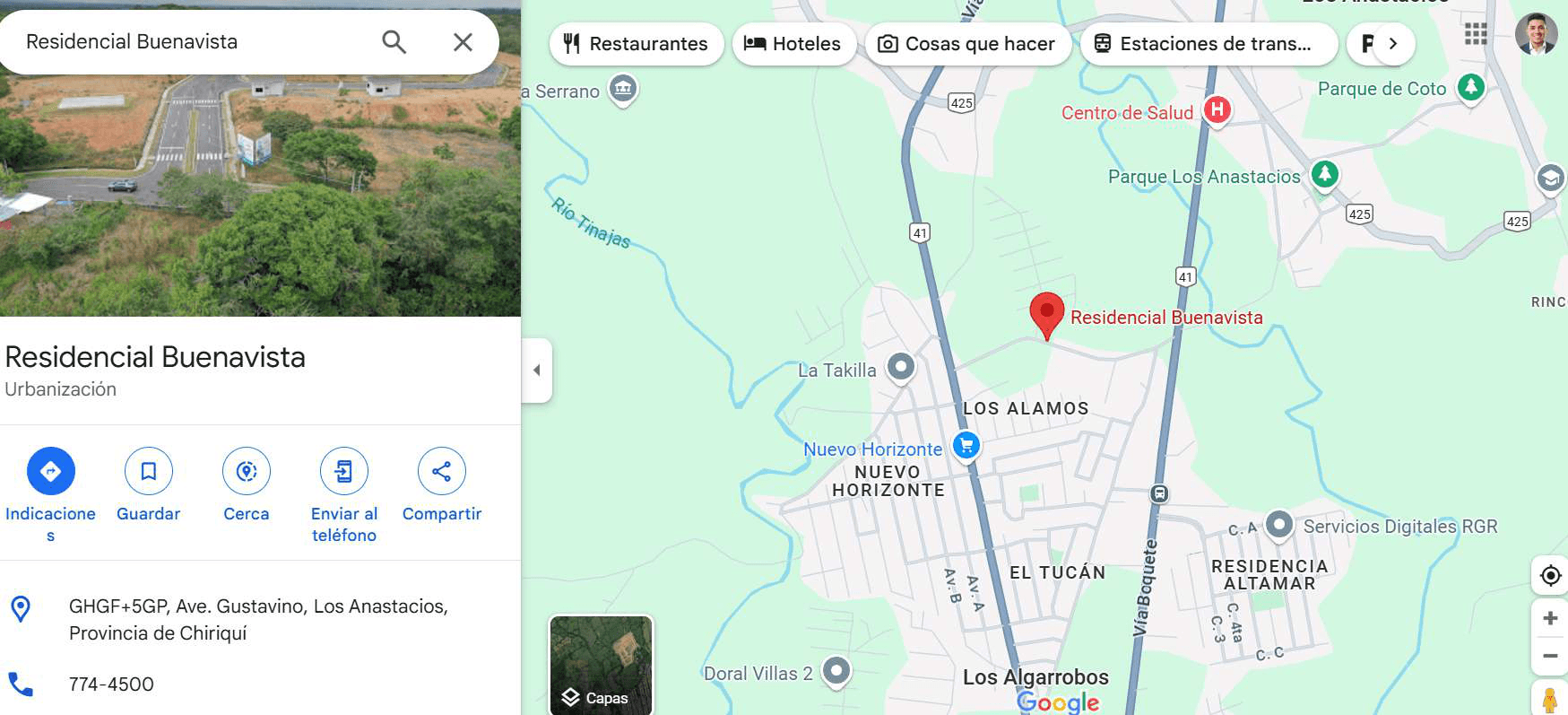 Captura de mapa con referencia del Residencial Buenavista
